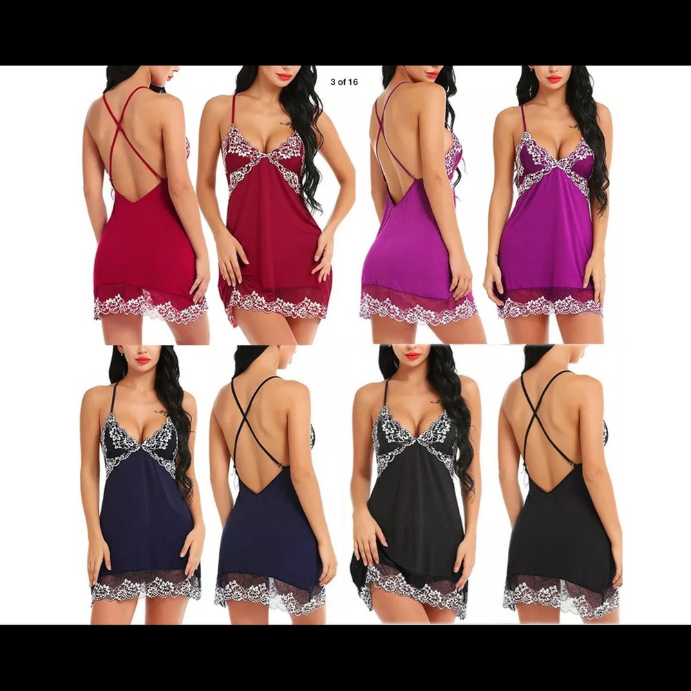 Red Sexy Open Back Lace Lingerie Nightdress sz XL - Picture 4 of 5